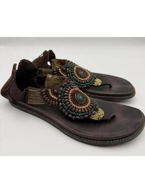 Alegria Zan Gladiator Sandals Brown/ Beaded Leather Shoes ZAN-802 39 US 8.5